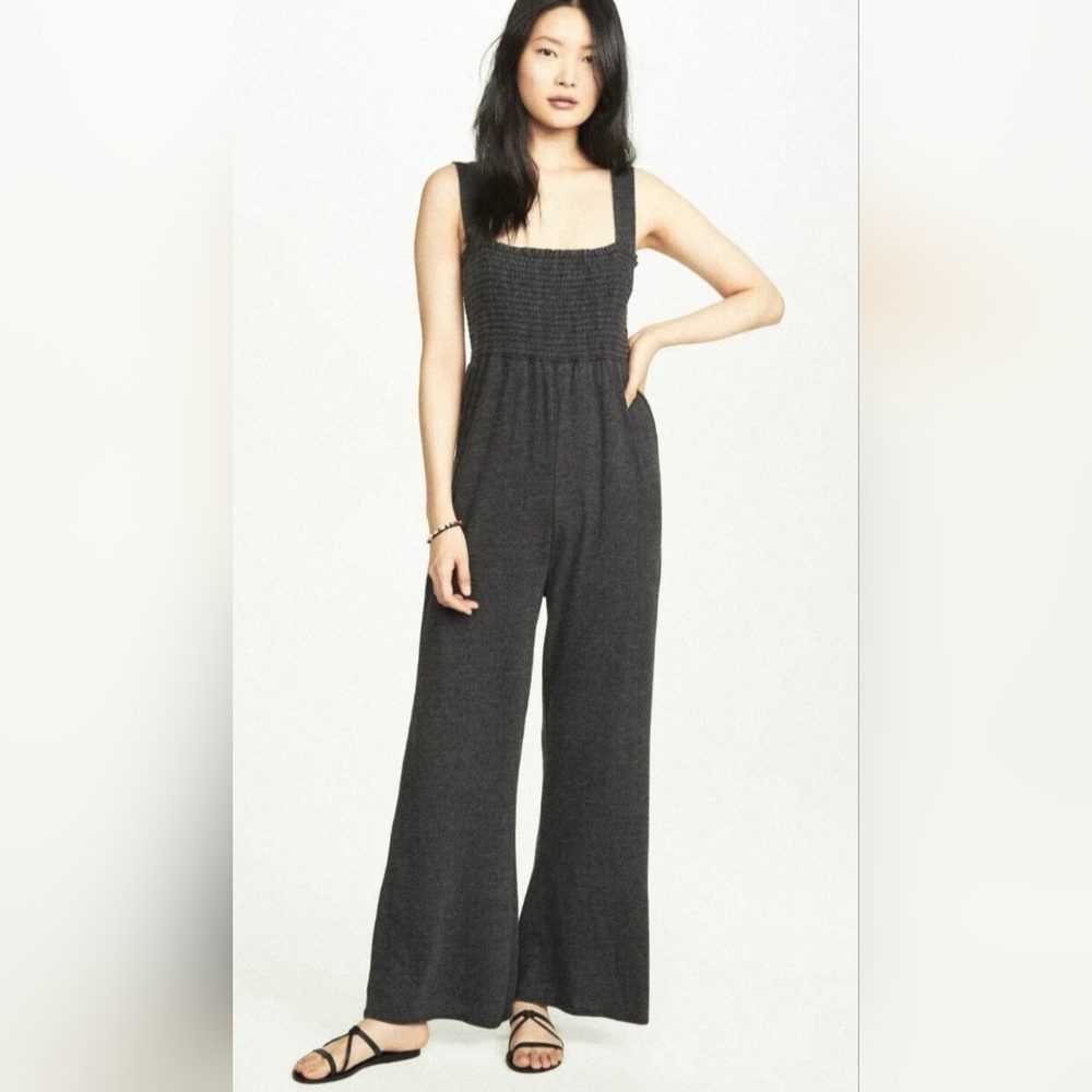 CHASER Blue Jumpsuit / Romper Smocked with wide straps NWT - small